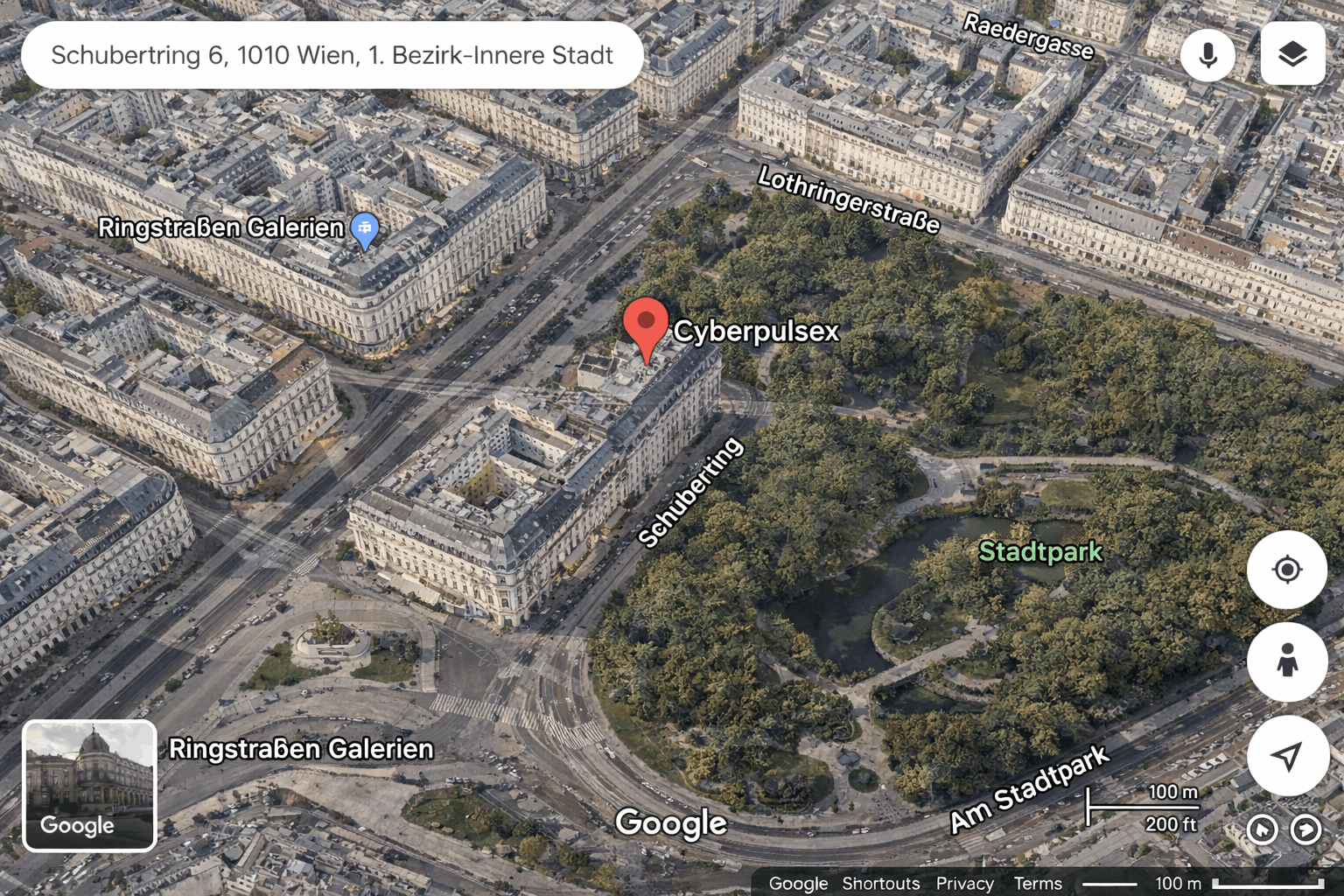 Карта: Schubertring 6, 1010 Wien — офис Сyberpulsex